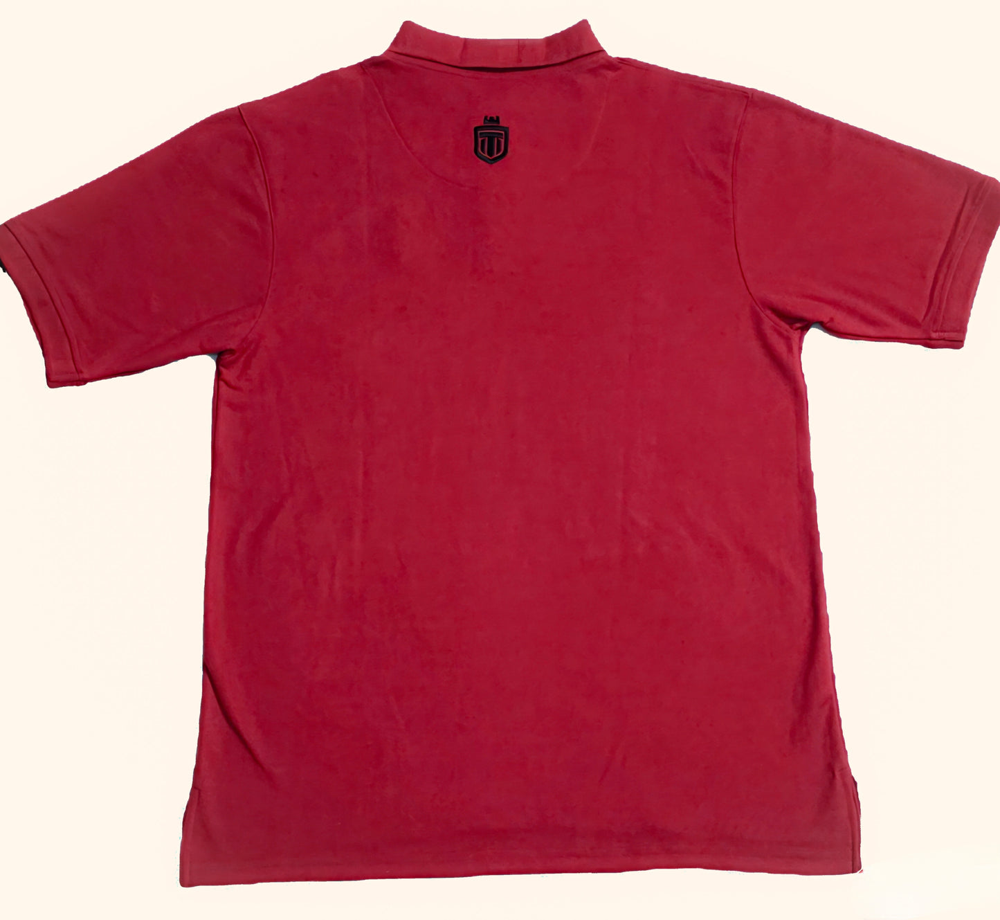 Maroon down shoulder button-down polo