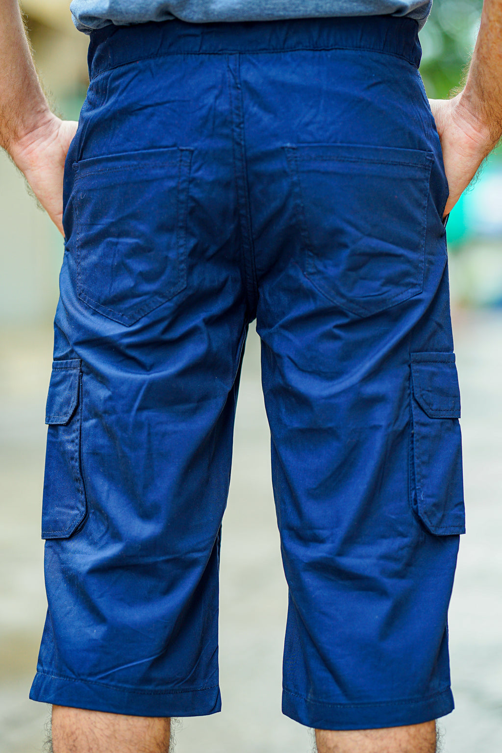 Blue Cargo Quarter Shorts