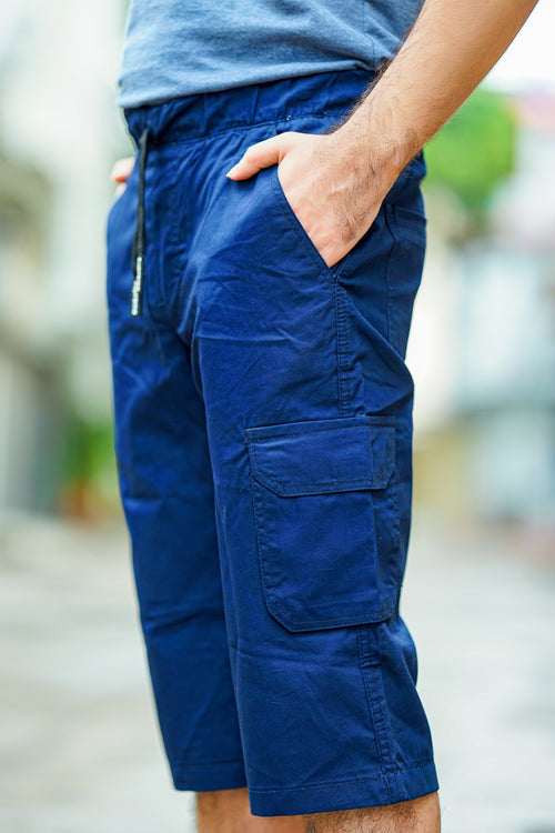 Blue Cargo Quarter Shorts