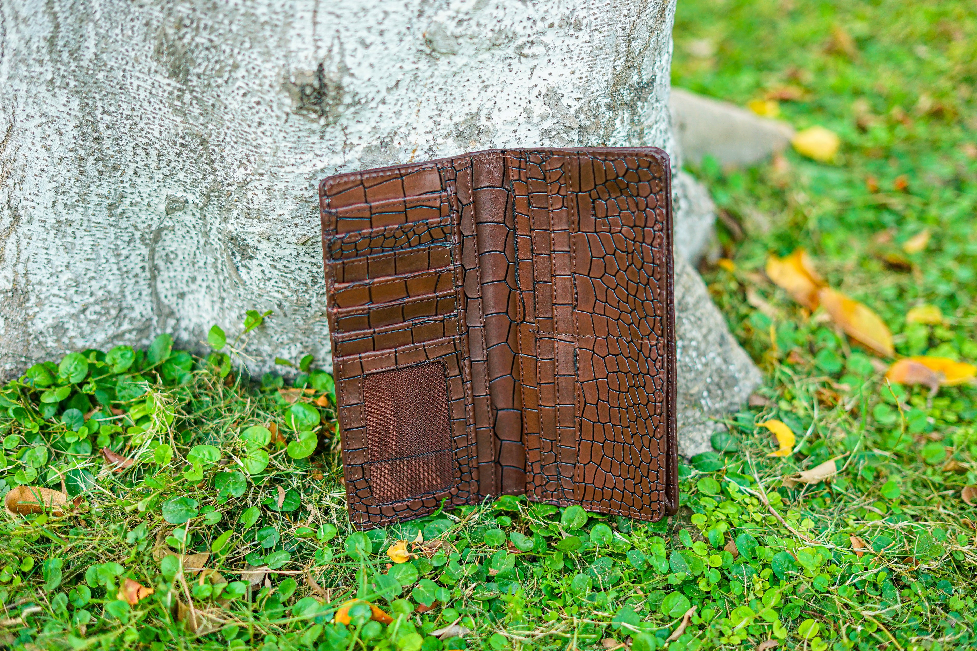 Dark Brown Crocodile Pattern Wallet