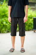 Black Cargo Quarter-shorts