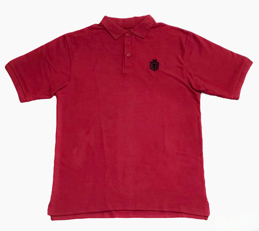 Maroon down shoulder button-down polo